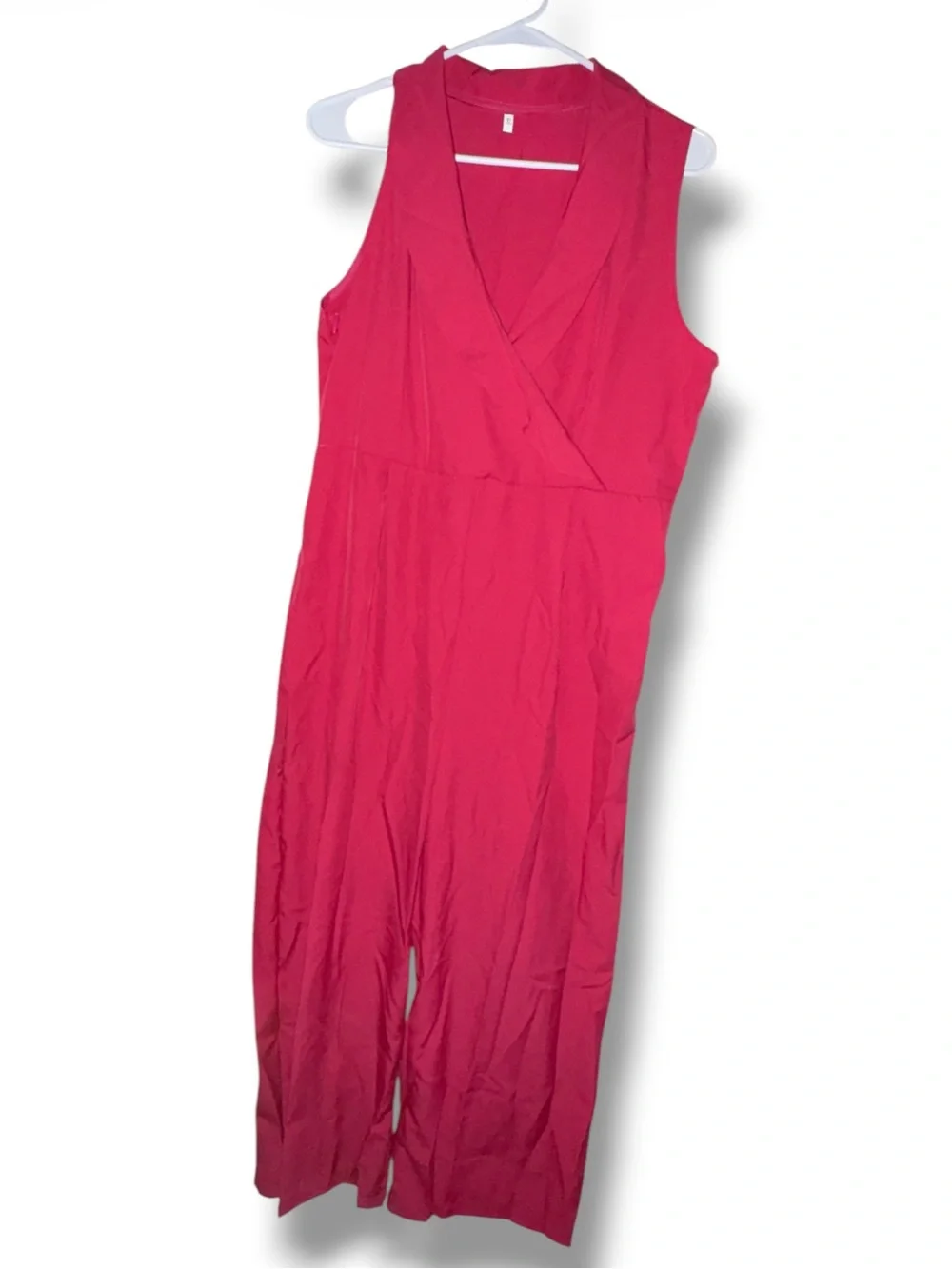 NWOT Hot Pink Sleeveless V-Neck Wide Leg Jumpsuit - Size XL